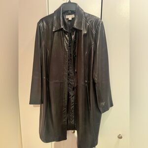 Mid-length Women’s Black Leather Coat